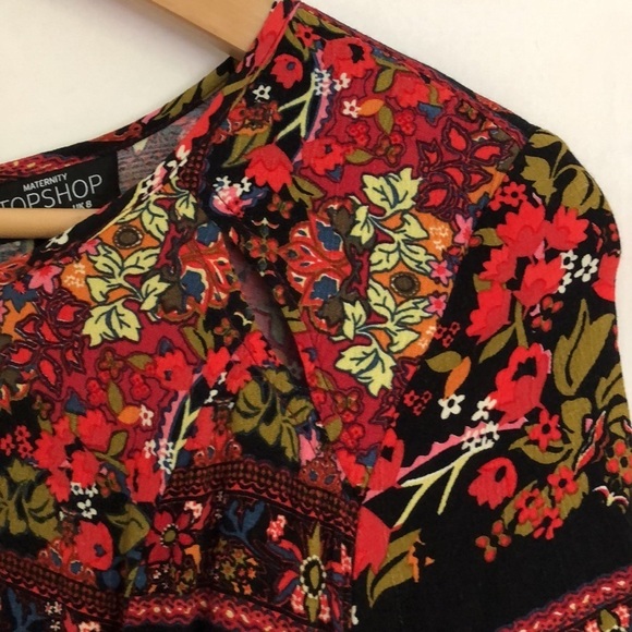 Topshop Maternity & postpartum colourful  boho dress. Size 4. Red orang floral - Picture 4 of 11